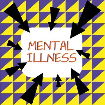 Conceptual caption Mental Illness. Word for person condition regard to their Stock Illustration