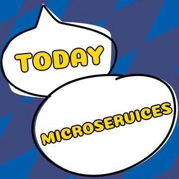 Conceptual caption Microservices. Business approach Software development Illustrazione stock