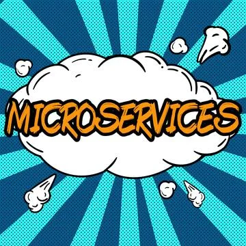 Conceptual caption Microservices. Business approach Software development 스톡 일러스트