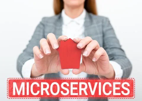 Conceptual caption Microservices. Word for Software development technique Stock Photos