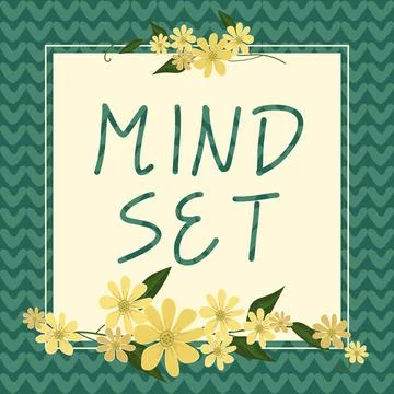 Conceptual caption Mind Set. Business idea A standard thought of a person of Stock Illustration