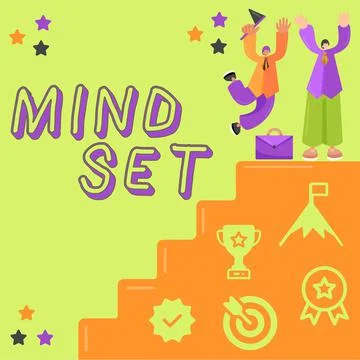 Conceptual caption Mind Set. Conceptual photo A standard thought of a person  Stock Illustration