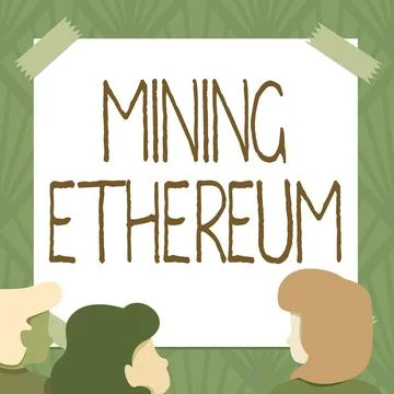 Conceptual caption Mining Ethereum. Word Written on the process of increasing Illustrazione stock