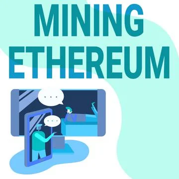 Conceptual caption Mining Ethereum. Word for the process of increasing the 스톡 일러스트
