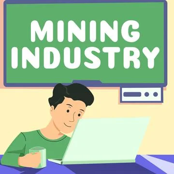 Conceptual caption Mining Industry. Business overview extraction of precious Stock Illustration