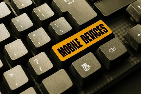 Conceptual caption Mobile Devices. Concept meaning A portable computing device 스톡 사진
