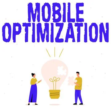 Conceptual caption Mobile Optimization. Business showcase Site Content 스톡 일러스트