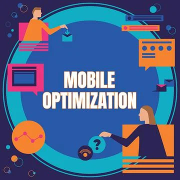 Conceptual caption Mobile Optimization. Business approach Site Content Illustrazione stock