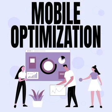 Conceptual caption Mobile Optimization. Conceptual photo Site Content 스톡 일러스트