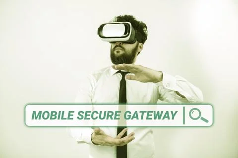 Conceptual caption Mobile Secure Gateway. Business overview Securing devices Stock Photos