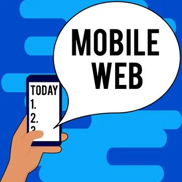Conceptual caption Mobile Web. Business overview browser-based internet services 스톡 일러스트