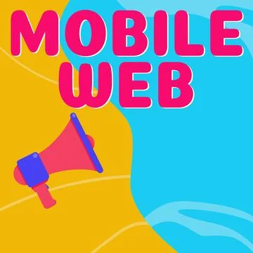 Conceptual caption Mobile Web. Word Written on browser-based internet services 스톡 일러스트