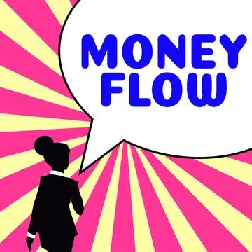 Conceptual caption Money Flow. Conceptual photo the increase or decrease in the 库存插图