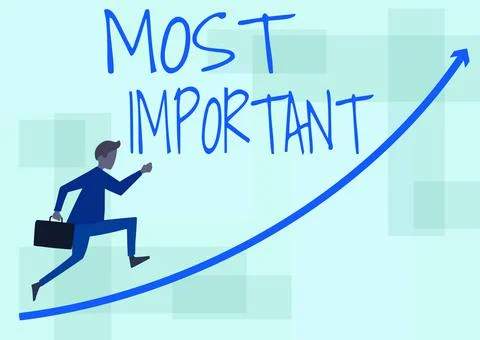 Conceptual caption Most Important. Internet Concept Greatest or highest degree Stock Illustration