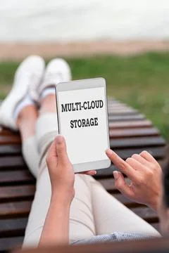 Conceptual caption Multi Cloud Storage. Conceptual photo use of multiple cloud 스톡 사진