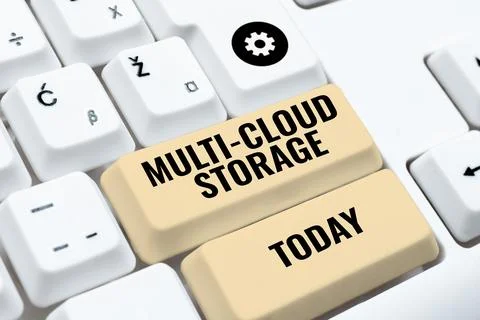 Conceptual caption Multi Cloud Storage. Conceptual photo use of multiple cloud 스톡 사진