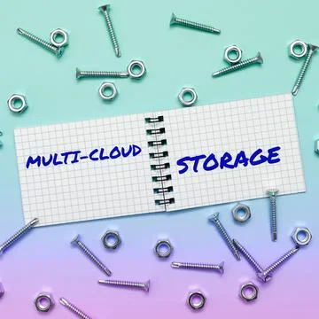 Conceptual caption Multi Cloud Storage. Business approach use of multiple cloud 스톡 사진