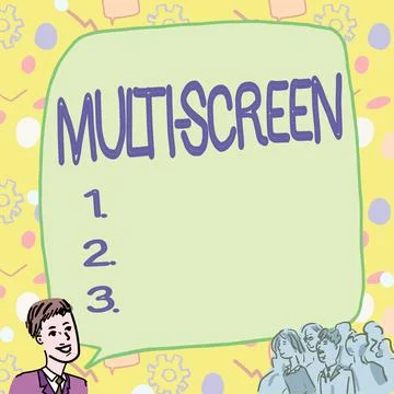 Conceptual caption Multi Screen. Business idea Having or involving several Illustrazione stock
