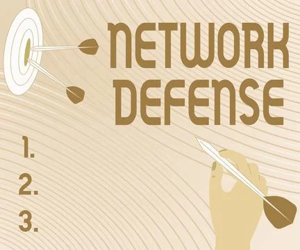 Conceptual caption Network Defense. Concept meaning easures to protect and Stock Illustration
