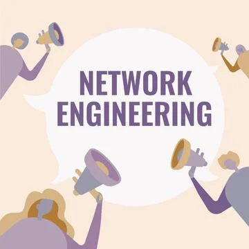 Conceptual caption Network Engineering. Business showcase field concerned with Illustrazione stock