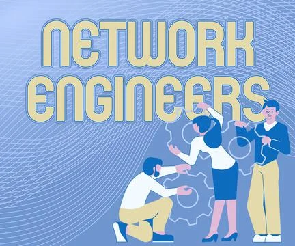 Conceptual caption Network Engineers. Concept meaning Technology professional Stock Illustration