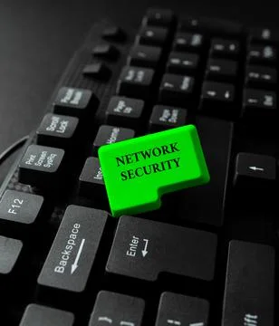 Conceptual caption Network Security. Business overview practice of securing a Stock Photos