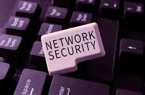 Conceptual caption Network Security. Business overview practice of securing a Stock Photos