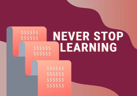 Conceptual caption Never Stop Learning, Concept meaning Continue to Improve a Stock Illustration