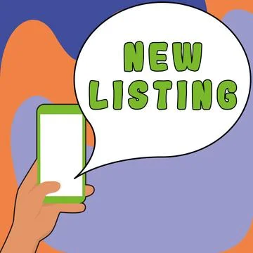 Conceptual caption New Listing. Word for Renew plans goals people involved Stock Illustration
