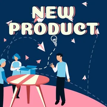Conceptual caption New Product. Concept meaning goods and services that differ 스톡 일러스트