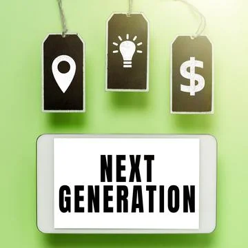 Conceptual caption Next Generation. Internet Concept product that has been Ilustración de archivo