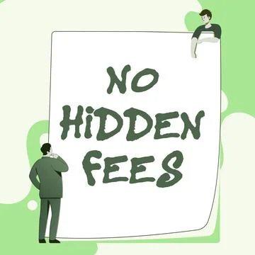 Conceptual caption No Hidden Fees. Business approach without or zero bank charge Stock Illustration