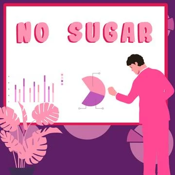 Conceptual caption No Sugar. Word Written on has been left behind and replaced イラスト素材