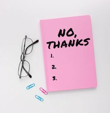 Conceptual caption No, Thanks. Internet Concept Answering question using these Stock Photos