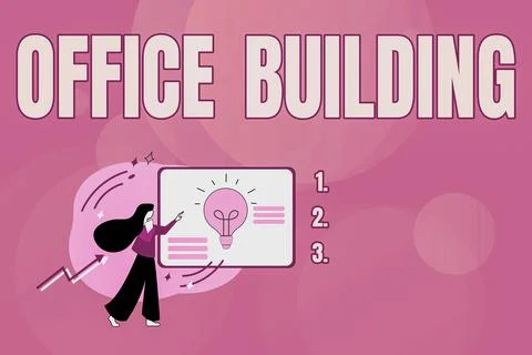 Conceptual caption Office Building. Internet Concept Commercial buildings are Ilustración de archivo