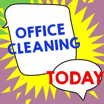 Conceptual caption Office Cleaning. Conceptual photo the action or process of Stock Illustration