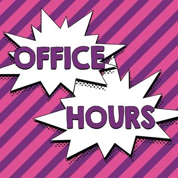 Conceptual caption Office Hours. Concept meaning The hours which business is Stock Illustration