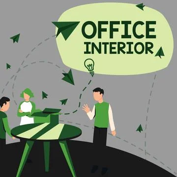 Conceptual caption Office Interior. Business approach making indoor spaces fu Ilustración de archivo
