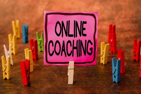 Conceptual caption Online Coaching. Conceptual photo Learning from online and Stockfoto's