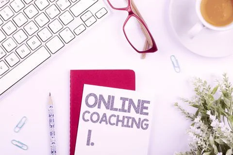 Conceptual caption Online CoachingLearning from online and internet with the 写真素材