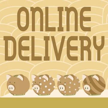 Conceptual caption Online Delivery. Concept meaning the act or manner of Stock Illustration