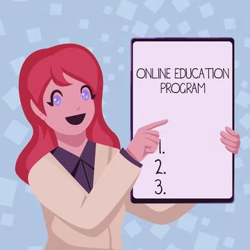 Conceptual caption Online Education Program. Business idea Distance learning Stock Illustration