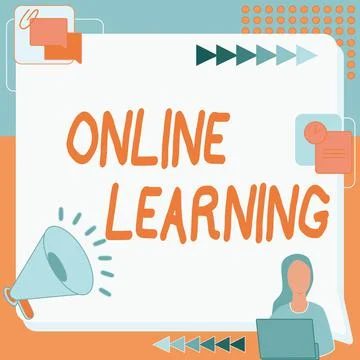 Conceptual caption Online Learning. Business showcase Larning with the Illustrazione stock