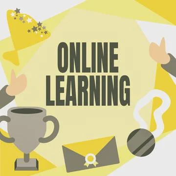 Conceptual caption Online Learning. Business showcase Larning with the Stockillustratie