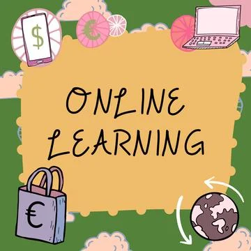 Conceptual caption Online Learning. Business approach Larning with the Stockillustratie