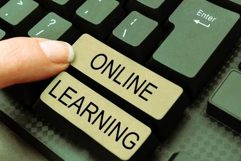 Conceptual caption Online Learning. Word for Larning with the assistance of the Fotos de archivo