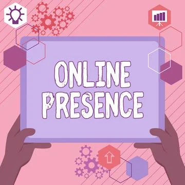 Conceptual caption Online Presence. Business idea existence of someone that can Stock Illustration