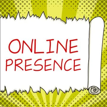 Conceptual caption Online Presence. Concept meaning existence of someone that イラスト素材