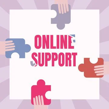 Conceptual caption Online Support. Concept meaning range of services which helps Stockillustratie