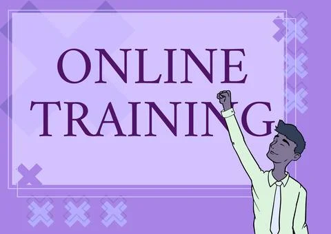 Conceptual caption Online Training. Internet Concept Take the education program Stockillustratie